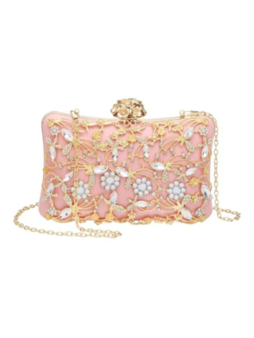 Rhinestone Evening Clutch Purses for Women Formal Crossbody Handbag Chain